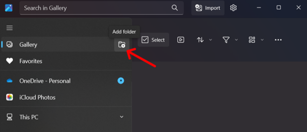 Fotos App klicken Sie auf Galerie und wählen Sie Ordner hinzufügen