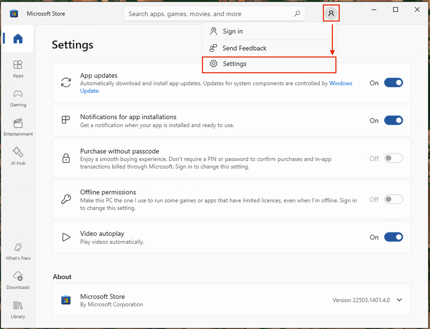Dialogfeld "Einstellungen