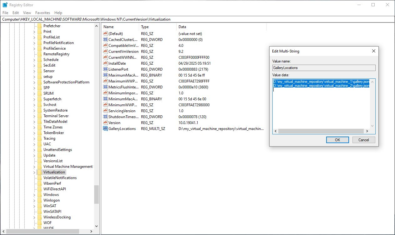 Registry editor dialog box