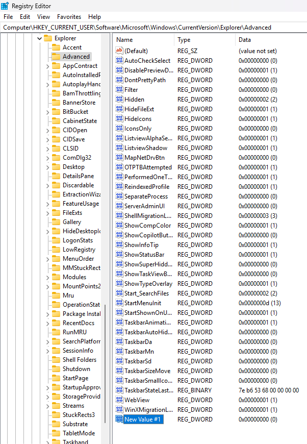 Registry Editor Window