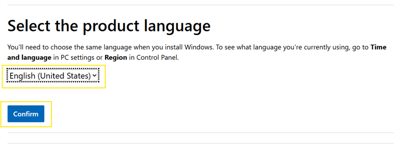 choose language and confirm