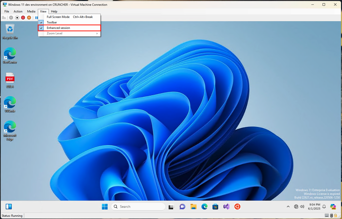 Restart in enhanced session mode