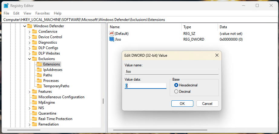 File type exclusions