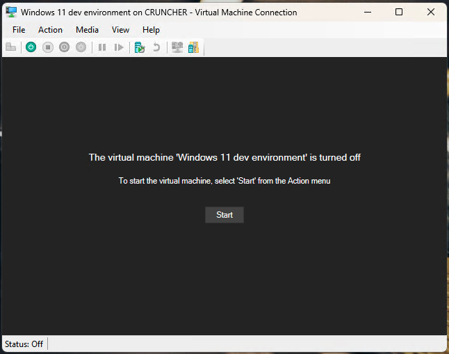 Select Start from the Action menu
