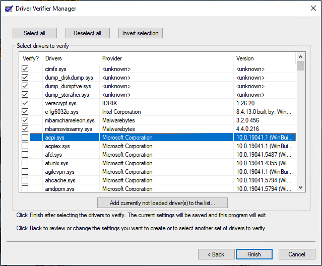 Select driver names from a list