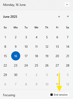 End a focus session from Notification Center