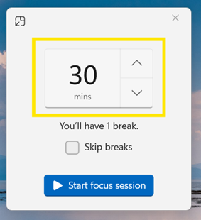 Focus session duration