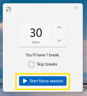 Start focus session button