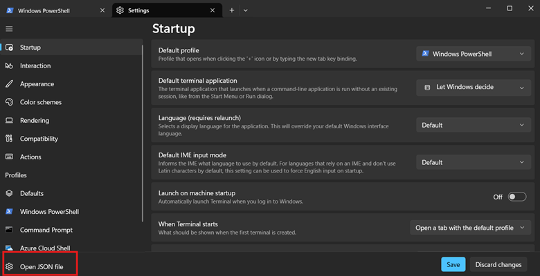 Open JSON file button