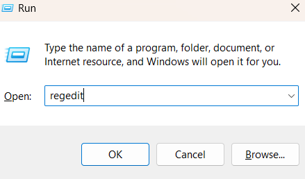 Open Run and Type regedit