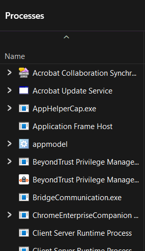 Check the list of processes is disabled and see how categorization changes.