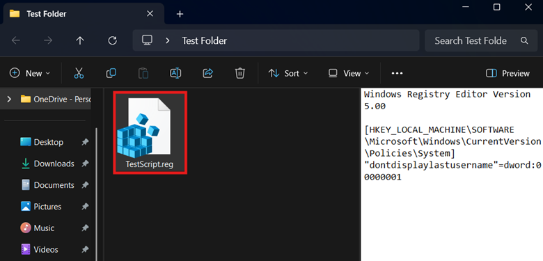 Clicca due volte sul file .reg e verifica se riflette la modifica scelta.