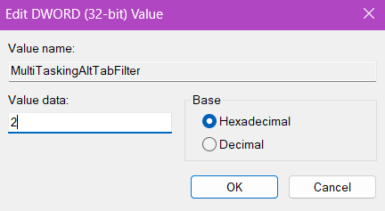 Edit DWORD (32-bit) Value