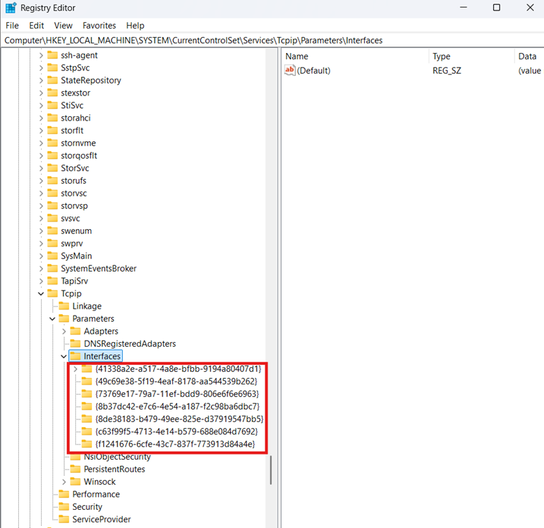 Go to registry editor and ensure the correct IP configuration exists for adapters