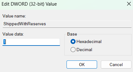 DWORD Value data