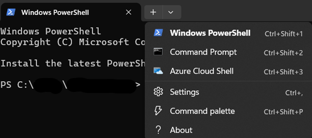 Open Windows PowerShell in a new tab