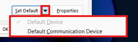 Default Communication Device option
