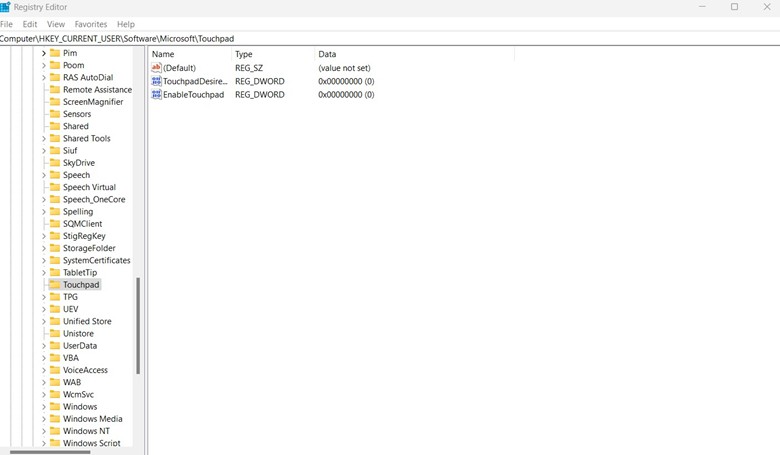 Registry editor same registry as method 2