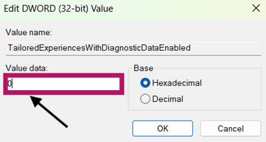 Set the value to 1 to enable and 0 to disable