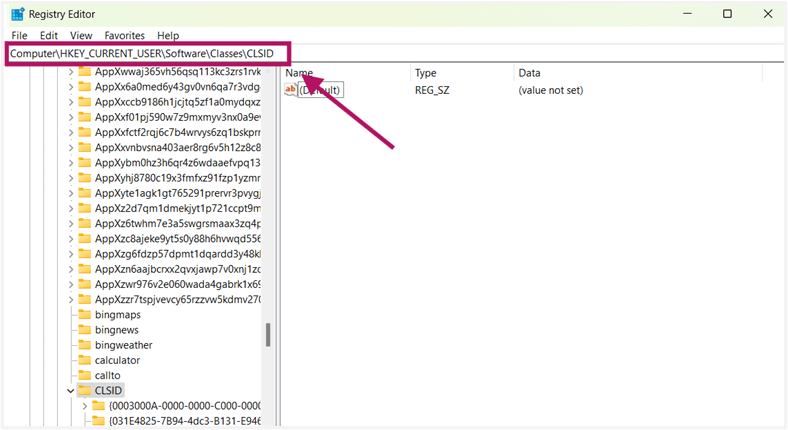 Path in the address bar