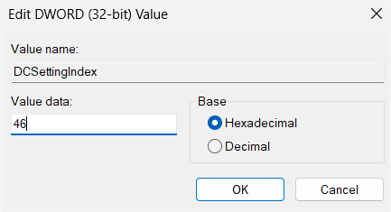 DCSettingIndex (battery power)