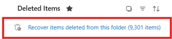 Click Recover items recently deleted from this folder