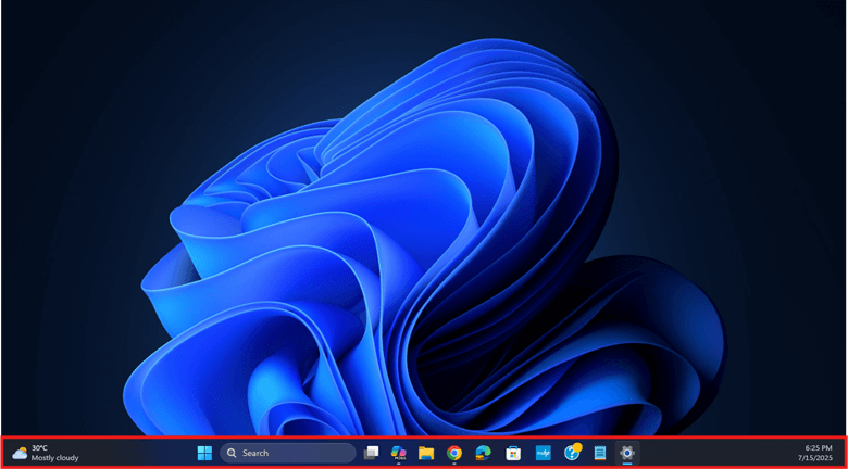Taskbar shown on other displays