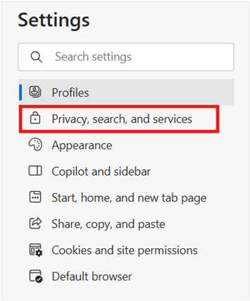On settings, Go to Privacy, search, and services.