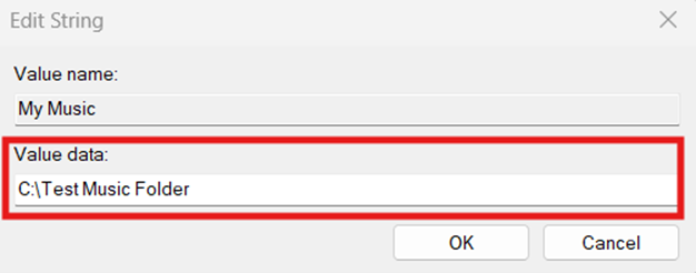 Change the Value data of My Music