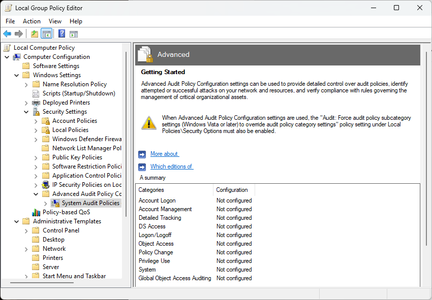 Local group policy editor