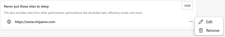 tap on the three dots beside the site you want to delete and select remove