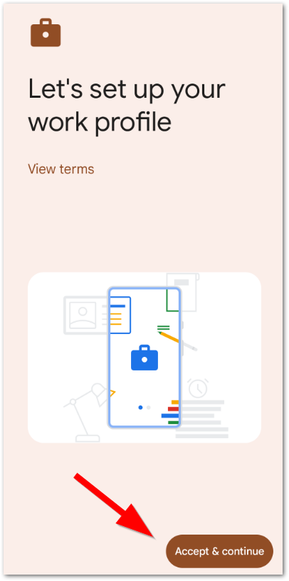 A screenshot showing the set up work profile