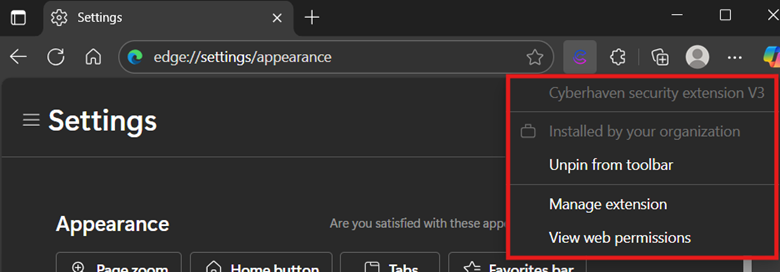 Unpin from toolbar option