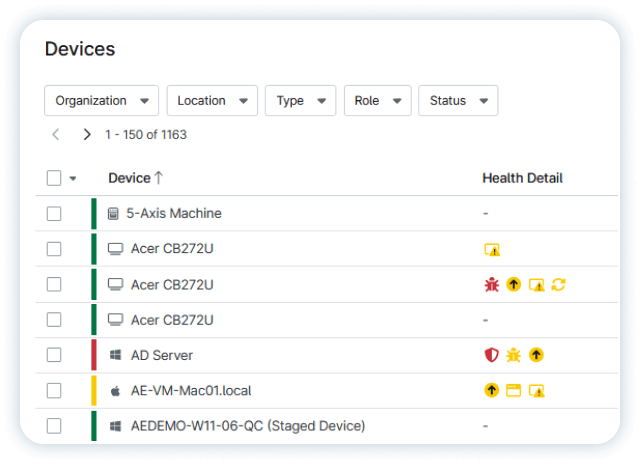 Dashboard devices screenshot