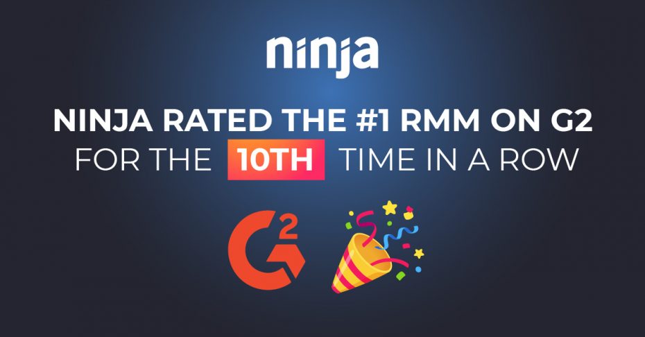 NinjaOne ist zum 10. Mal in Folge die beste RMM-Software auf G2
