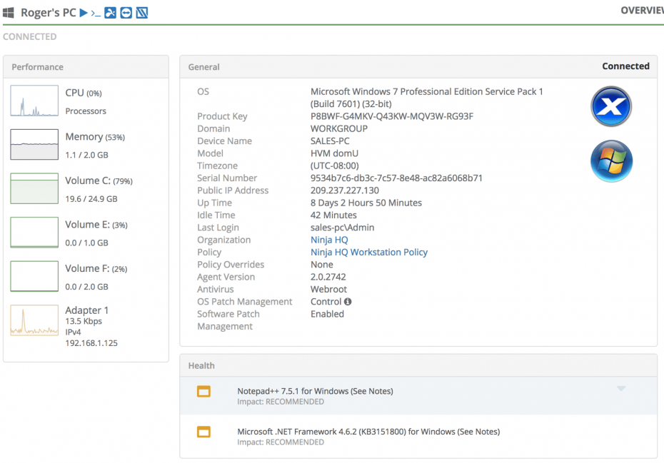 User-idle-time in NinjaOne dashboard