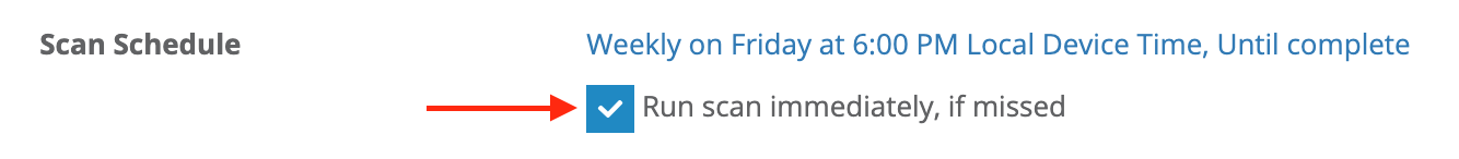 Makeup scan feature setting in the NinjaOne policy editor