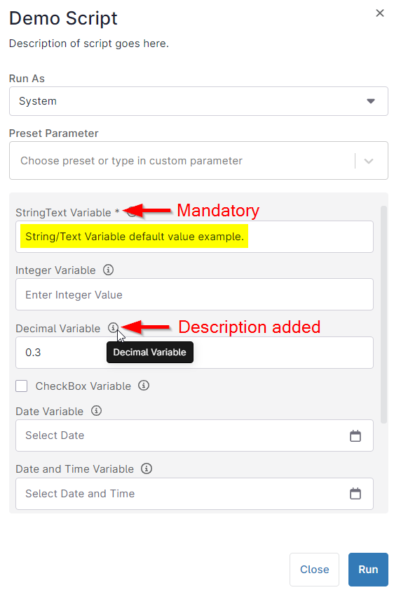 Tipos de variables de script - NinjaOne