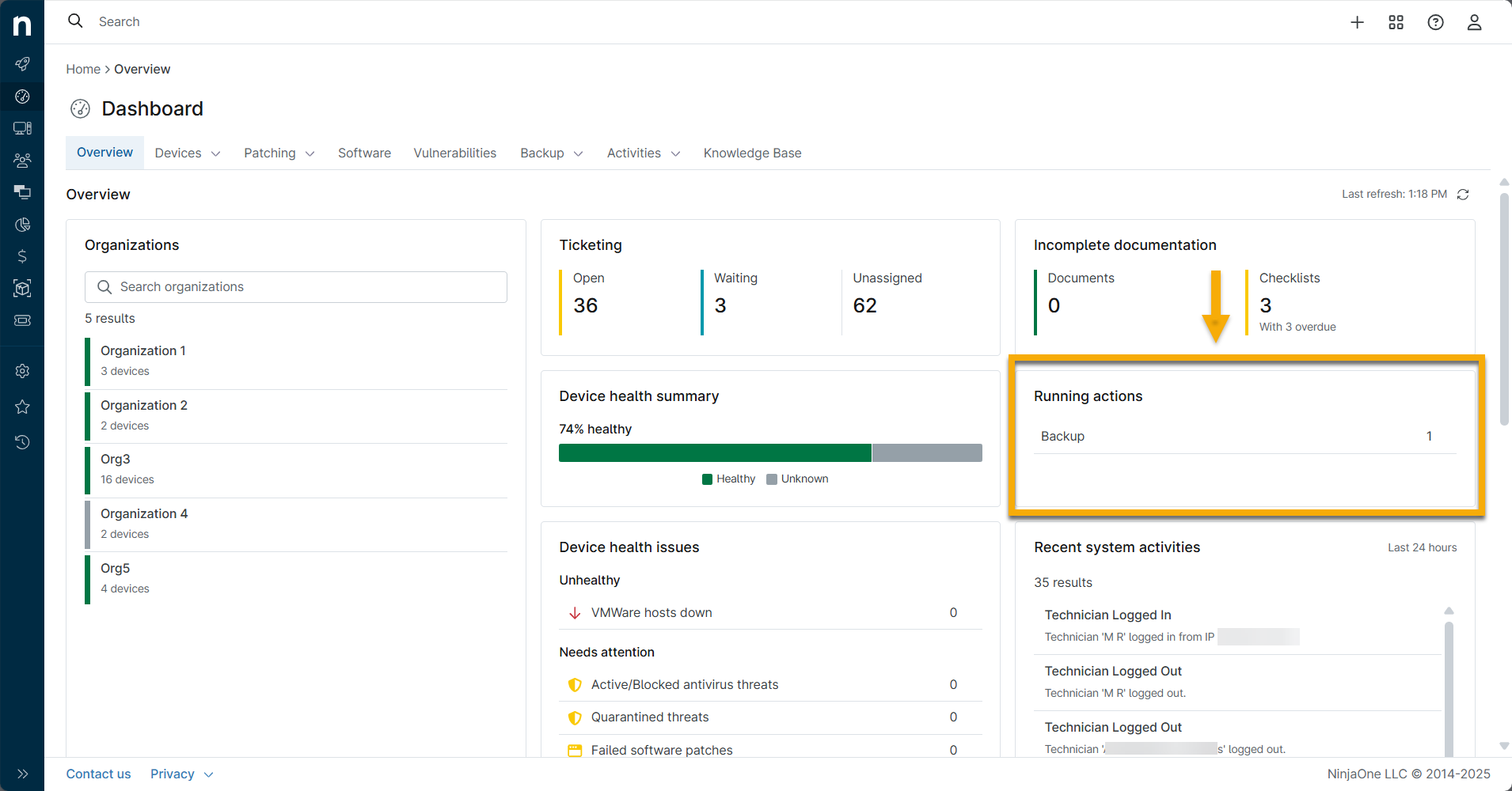 Navigating the System and Organization Dashboard - NinjaOne