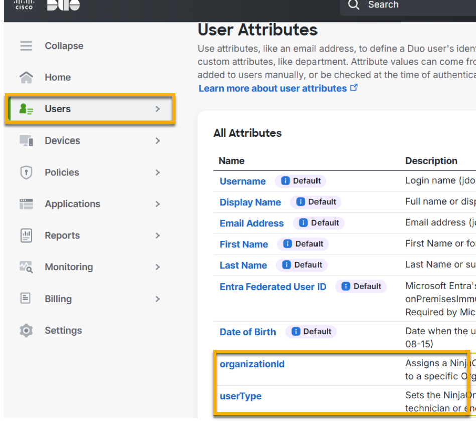 Configuring NinjaOne SCIM with Duo Security - NinjaOne