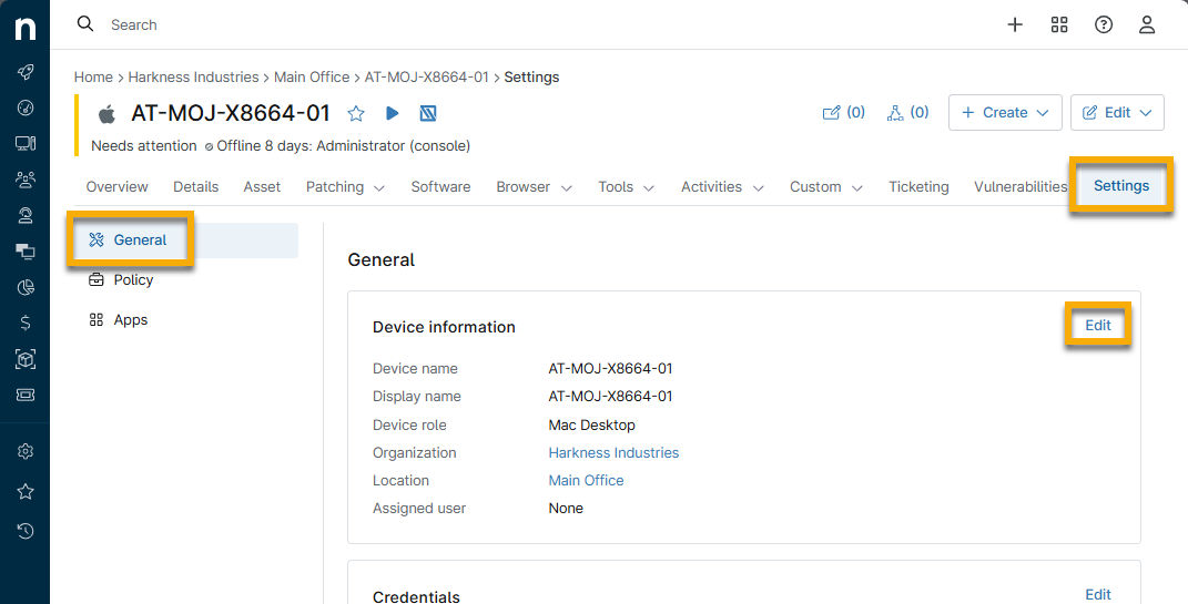 NinjaOne Endpoint Management: Change a Device Display Name - NinjaOne