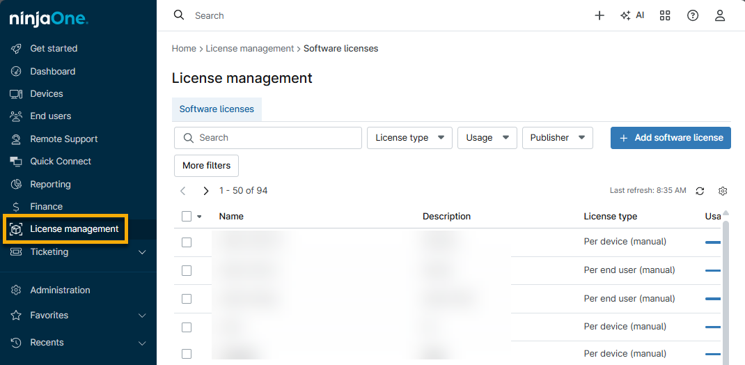 Software Licenses - NinjaOne