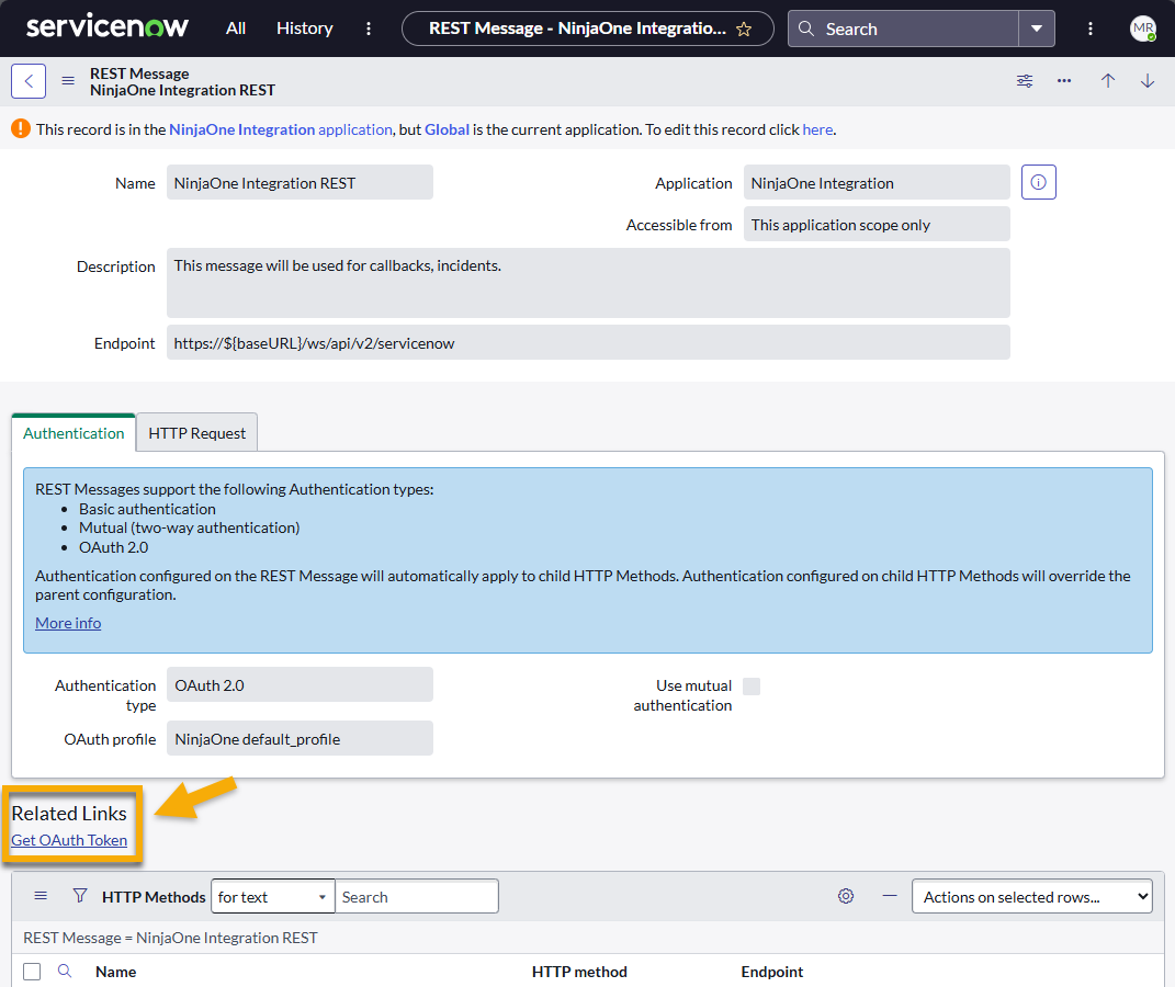 Enable ServiceNow – Configure API Credentials in NinjaOne