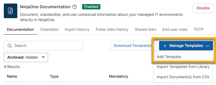 NinjaOne Documentation Tool Configuration - NinjaOne